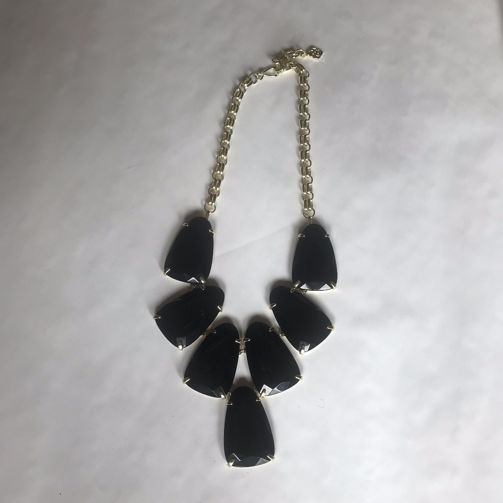 Kendra Scott Black & Gold Harlow Statement Necklac